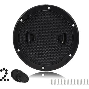 2-Pack Boat Black 6" Round Non-Slip Inspection Hatches, with Detachable Cover - ABS Plastic Screw Out Access Hatch Cover for Kayak, Yacht, Marine, RV - Deck Plates and Access Panel Included