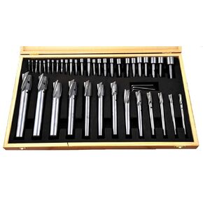 HHIP 2007-0041 40 Piece 1/4-1" High Speed Steel Straight-Shank 3 Flute Counterbore Set