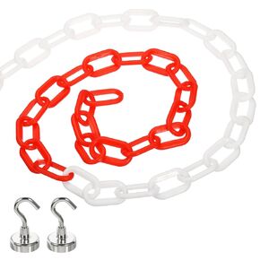 PATIKIL 13Ft Plastic Chain Barrier, Safety Link Chain Stanchion with 2 Magnetic Hooks for Crowd Control at Driveway Elevator Parking Lot, Yellow
