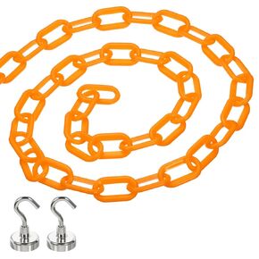 PATIKIL 13Ft Plastic Chain Barrier, Safety Link Chain Stanchion with 2 Magnetic Hooks for Crowd Control at Driveway Elevator Parking Lot, Yellow