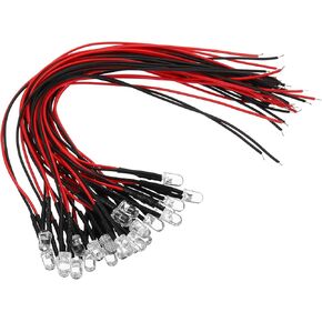 PATIKIL 3V - 6V 5mm LED Light Emitting Diodes, 24 Pack Pre Wired Mini LED Lights Bulb Light-Emitting Lamp for RC DIY Indicator Lighting Decoration, Orange