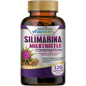 Milk Thistle silimarina with Dandelion, Fennel. Licorice, Artichoke Alfalfa Detox & Cleansing Formula Support Liver Health 120 Capsules