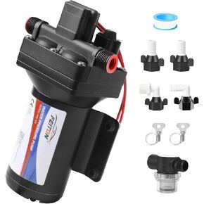 RV Portable Macerator Waste Water Pump for Sewage, 12V 12GPM Suction 3.2 feet Lift 10 feet, Quick Release Sewage Pump Kit with Double Four-leaf Blades, Fresh Water Rinse & Manual Crushing Function