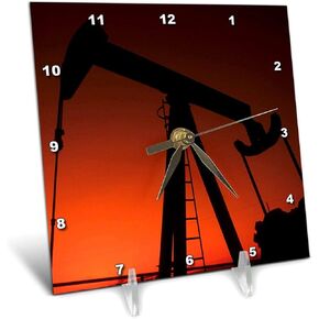 3dRose dc_93394_1 Industry, Oil Rig, Tulsa, Oklahoma-Us37 Bba0001-Bill Bachmann-Desk Clock, 6 by 6-Inch