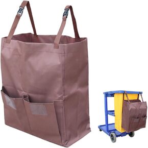 Multipurpose Housekeeping cart Bag Separate Storage Bag,Replacement Janitorial cart Bag,Organizer Housekeepers Cart Sorting Pocket, Fits Cart Used for Material Storage Transport (Brown)