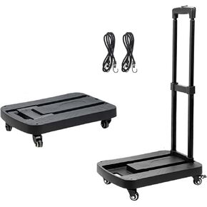 شاحنة يدوية قابلة للطي، عربة دوللي بعجلات دوارة 4 * 360 درجة، شاحنة ثقيلة 200 رطل وعربة محمولة، السفر، التحرك، التسوق، الاستخدام المكتبي، أسود in Kuwait