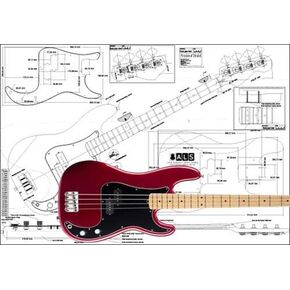 خطة Fender Precision Bass 4 String - طباعة كاملة الحجم