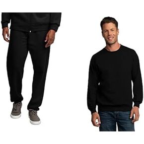 Fruit of the Loom Eversoft Sweatpants and Sweatshirt bundle, Large Black