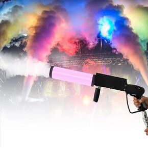 CO2 Fog Machine, Handheld Fog Gun, Cannon Fog Machine with LED Lights Effect, Fogger, Smoke Gun With 3 Meter Gas Hose for Night Club Party, DJ Effects