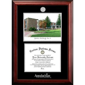 صور الحرم الجامعي NCAA Appalachian State Mountaineers للجنسين إطار ميدالية فضية جامعة ولاية أبالاتشي 11 عرض × 8.5 ارتفاع إطار دبلوم فضي منقوش طباعة حجرية، بني، مقاس واحد