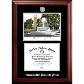 Campus Images NCAA Unisex Cal State Fresno Medallion Frame 11w x 8.5h Silver Embossed Diploma Frame Lithograph, Brown, One Size