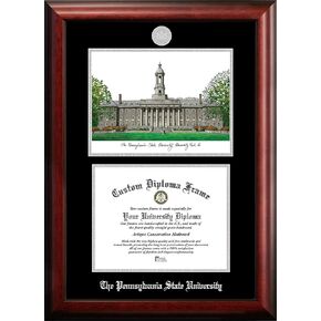 Campus Images NCAA Penn State Nittany Lions Unisex Silver Medallion Frame Penn State University 11w x 8.5h Silver Embossed Diploma Frame Lithograph, Brown, One Size