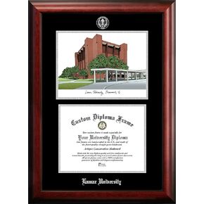 NCAA Lamar Cardinals Unisex Silver Medallion Frame Lamar University 11w x 8.5h Silver Embossed Diploma Frame with Campus Images Lithograph, Brown, One Size