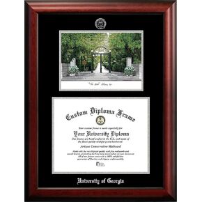 Campus Images NCAA Georgia Bulldogs Unisex Silver Medallion Frame University of Georgia 15w x 12h Silver Embossed Diploma Frame Lithograph, Brown, One Size