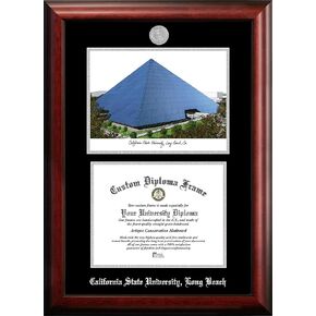 Campus Images NCAA Long Beach State 49ers Unisex Silver Medallion Frame Cal State Long Beach 11w x 8.5h Silver Embossed Diploma Frame Lithograph, Brown, One Size