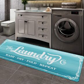 SHANJIN Laundry Room Runner Rug 20"X49" Non-Slip Rubber Laundry Room Mats for Laundry Room Decor Washable Runner Rugs for Kitchen Floor Bathroom Hallway Entryway Area Rugs (Black)