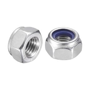 uxcell 20Pcs M12 x 1.5 Nylon Insert Hex Lock Nuts, 304 Stainless Steel Self-Locking Nylon Insert Stop Nut for Industrial Construction Fasteners, Silver&Blue