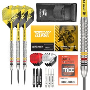 TARGET Darts Gabriel Clemens Tungsten Steel Tip Darts Set - 9 Pro Grip Shafts - 9 Pro Ultra Flights – Dart Wallet - Dart Counter App Coupon Bundle