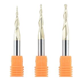 SpeTool 3Pcs Carbide Ball Nose Router Bit CNC End Mill 1/16 1/32 1/64 Cutting Radius for Wood 3D Carving Engraving MDF Oak