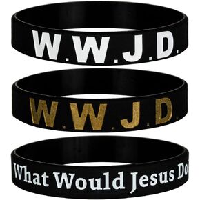 Sainstone WWJD Silicone Bracelets - What Would Jesus Do? - Inspirational Favorite Christian Prayer, Motivational Religious Reminder Wristbands Gifts Black for Adults for Men Women Teens