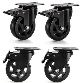 Yarlung 4 Pack 4 Inch Caster Wheels, Heavy Duty Plate Swivel Casters Set with Brake, 360°Rotating Dual Locking Caster No Noise PVC Wheel for Cart, Furniture, Workbench, 880 Lbs Load Capacity