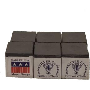 Half Dozen Charcoal Silver Cup Pool Cue Chalk