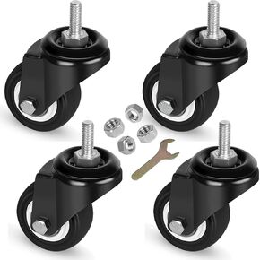 2 Inch Caster Wheels with Threaded Stem 5/16"-18x1"(Screw Diameter 5/16", Length 1") Replacement Heavy Duty PU Casters for Cart Table Furniture, Mount Industrial Castors with Flange Nuts, Set of 4