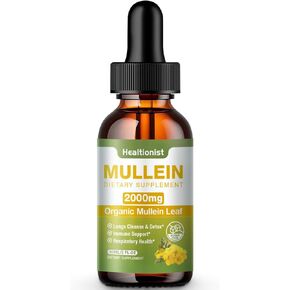 2 Pack Mullein Drops for Lungs - Leaf Extract Liquid - Powerful Mullein for Immune Support, Cleanse - Detox & Respiratory, Digestive System, Natural Herbal Supplement Tincture, Tea - 4 fl oz Vegan