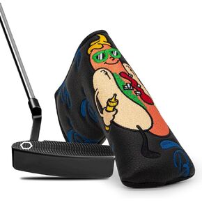 Golf Putter Covers Black Hotdog Golf Mallet Putter Headcover Blade Putter Covers Leather Golf Headcover with Magnetic Golf Club Covers for Scotty Cameron Taylormade Titleist Odyssey