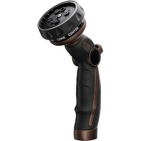 RESTMO Hose Nozzle Heavy Duty, Metal Water Hose Sprayer for Garden, 9 Spray Patterns | High Pressure | Thumb Flow Control | On/Off Valve, Ideal for Outdoor Lawn & Plant Watering, Car & Pet Washing
