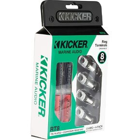 Kicker 47RT8 Nickel Plated 8awg 5/16' Ring Terminal 4 Pack