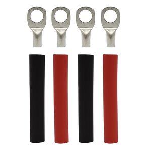 4 Pack - 8 Gauge - 5/16" Ring - Tinned Copper Marine Battery Welding Lug Terminal Connectors - Dual Wall Adhesive Heat Shrink Included