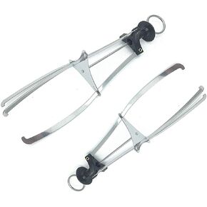 Black Silver Tone Family Restaurant 3 Claws Bowl Dish Plate Clip Clamp 2pcs
