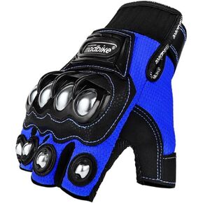 Motorcycle Gloves for Men and Women, Steel Knuckle Half Finger Touchscreen Motorbike Gloves for BMX ATV MTB Riding, Road Racing, Cycling, Climbing, Motocross