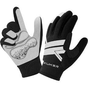 XUKER Cycling Bike Gloves for Men Women, 2mm Neoprene Winter Full Finger Gel Pad Touchscreen Thermal Mountain Biking Gloves for BMX ATV MTB Riding, Road Racing, Bicycle, Climbing, Boating