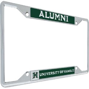 Desert Cactus University of Hawaii License Plate Frame Rainbow Warriors UH Metal Car Tag Holder for Front or Back of Car Officially Licensed (Alumni)