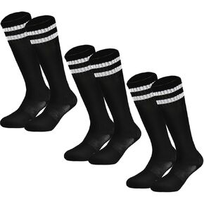 Youth Soccer Socks Kids Athletic Socks Striped Cushion Knee High Baseball Socks