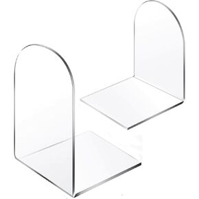 Lulonpon 6 Pieces Book Ends, Bookends, Books End for Shelves, Books End for Heavy Books, Clear Bookends, Acrylic Book Ends for School, Library,Desktop Organizer and Book Shelves