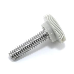 1/4"-20 x 1" Thumb Screw Stainless Steel - Gray Knurled Round Plastic Knob - Standard/Coarse Thread ThumbScrew - Length: 1.000" - Proudly Built in USA - Package of (4)