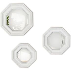 Two's Company Octogon Set of 3 Convex Hanging Wall Mirrors - Resin/Mirror