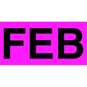 Tape Logic TLDL6722 Months of The Year Labels, Feb", 3" x 6", Fluorescent Pink, 1 Roll of 500 Labels