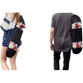 Black Skateboard Bag Single Shoulder Crossbody Dual-Purpose Wheeled Skateboard Backpack Portable Foldable Skateboard Case With Adjustable Strap Thicken Longboard Carry Travel Backpack