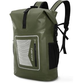 Haimont Dry Bag Waterproof Backpack Durable Dry Sack with Front Zippered Phone Pocket for Kayak, Surf, Beach, Travel, 30L, Army Green