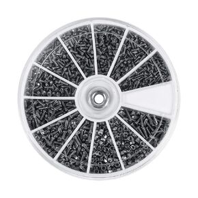 600pcs Stainless Steel Screws Bolt Nuts, 12 Kinds of Small Screws Nuts Assortment Kit M1 M1.2 M1.4 M1.6 for Watches Glassess(Full Thread, Plain Finish)