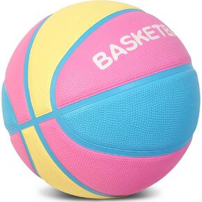 Kids Basketball, Size 4 Basketball 25.5" for Ages 4-8, Thickened Rubber for Soft Touch & Enhanced Durability, Featuring Classic Logo Basketball (Deflated)