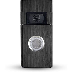 MightySkins Skin Compatible with Ring Video Doorbell (2nd Generation) - Black Wood | Protective, Durable, and Unique Vinyl Decal wrap Cover | Easy to Apply, Remove, and Change Styles