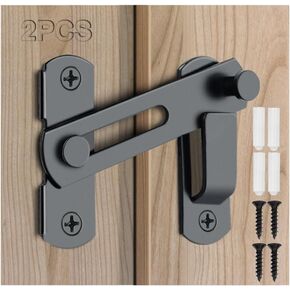2PCS Barn Door Lock, 180 Degree Flip Sliding Barn Door Latches, Gate Latch for Barn Door, Sliding Door, Pet Door, Garage, Bathroom, Window, Outdoor(Black)