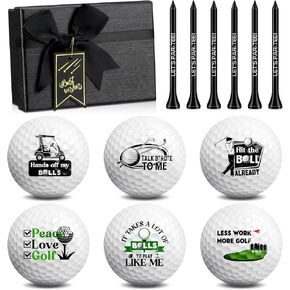 Funny Golf Ball Gift Set Includes 6 Pcs Funny Golf Balls and 6 Pcs Funny Golf Tees for Man Woman Golfers Golf Lover