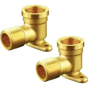 Joywayus Brass 1/2" Female x 1/2" Female 90 Degree Elbow Can Fixed Water Pipe Connector Plumbing with Base Plate
