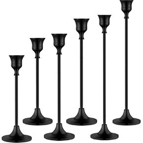 Brass Gold Candlestick Holders Set of 6, Taper Candle Holders for Table Centerpiece Fits 3/4 inch Candles, Metal Candle Sticks Holder Decor for Home, Wedding, Dinning, Party, Anniversary